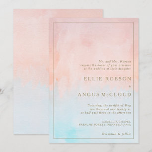 Faire-part de mariage à l'aquarelle de coucher de 