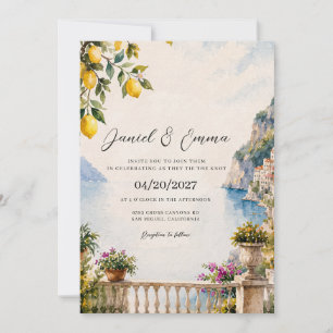 Faire-part de mariage à l'aquarelle de la Côte d'A