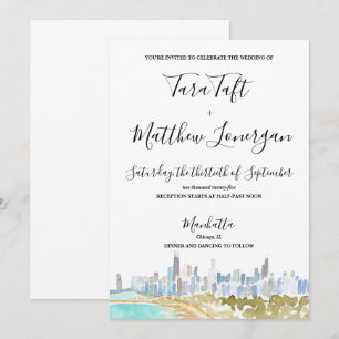 Faire-part de mariage à l'aquarelle de l'horizon d