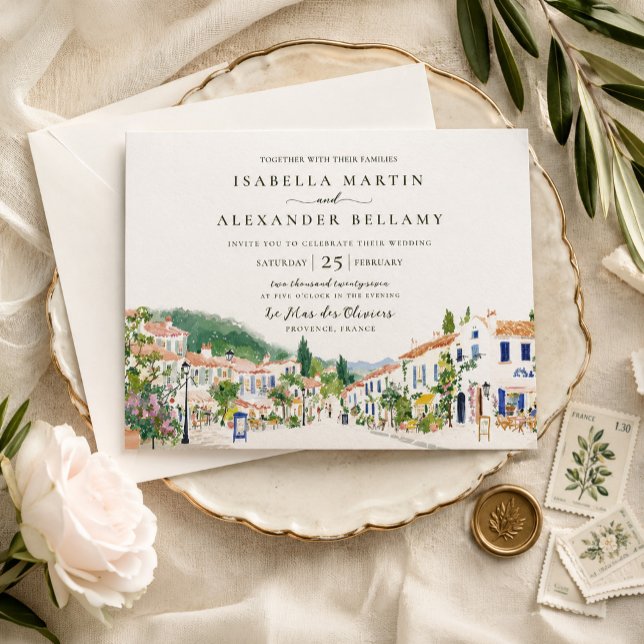 Faire-part de mariage à l'aquarelle de Provence (Créateur téléchargé)