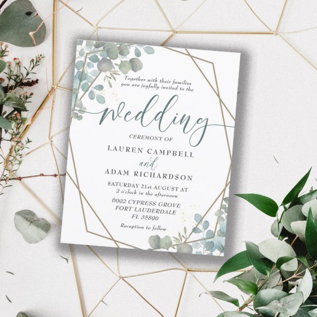 Faire-part de mariage à l'aquarelle d'eucalyptus à (Créateur téléchargé)