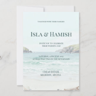 Faire-part de mariage à l'aquarelle du Loch des Hi