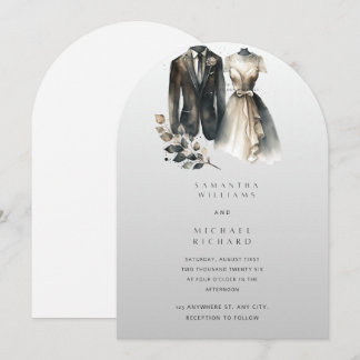 Faire-part de mariage à l'aquarelle élégant – Arc