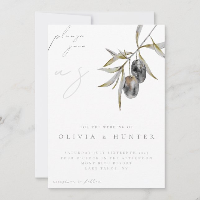 Faire-part de mariage à l'aquarelle élégante avec  (Devant)
