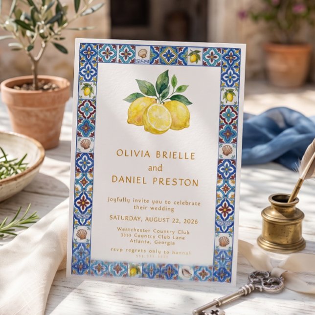 Faire-part de mariage à l'aquarelle en carreau de  (Créateur téléchargé)