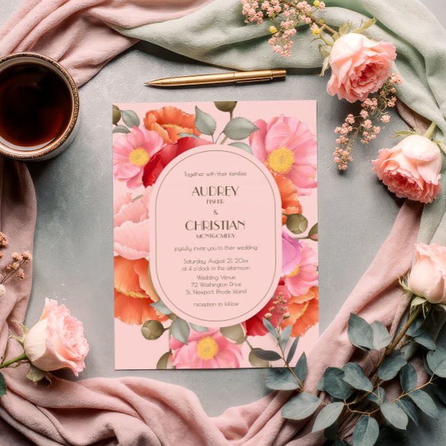Faire-part de mariage à l'aquarelle en rose poudré (Créateur téléchargé)