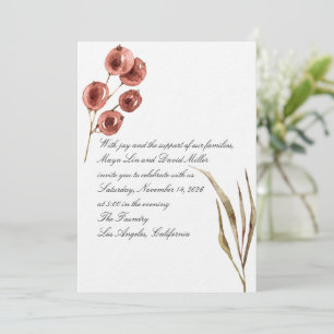 Faire-part de mariage à l'aquarelle en terre cuite