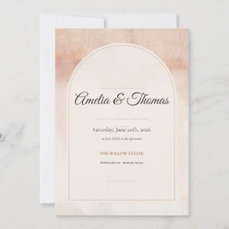Faire-part de mariage à l'aquarelle en terre cuite