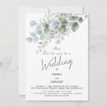 Faire-part de mariage à l'aquarelle Eucalyptus mod