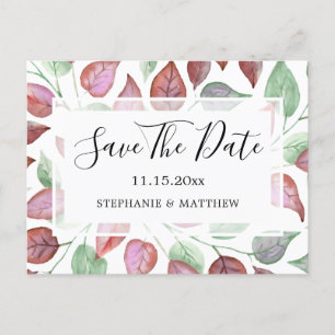 Faire-Part de Mariage à l'Aquarelle Feuilles de Bo