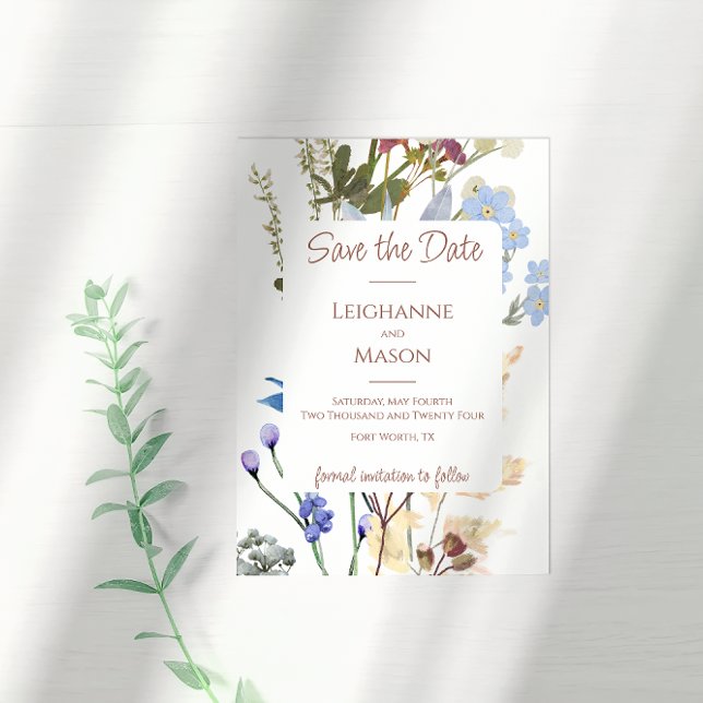 Faire-part de mariage à l'aquarelle Fleur sauvage (Créateur téléchargé)