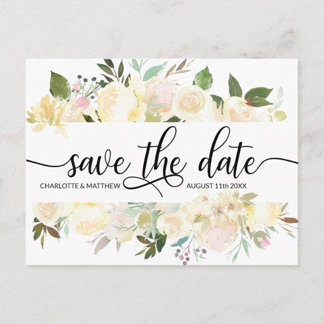 Faire-part de mariage à l'aquarelle floral rose iv (Devant)