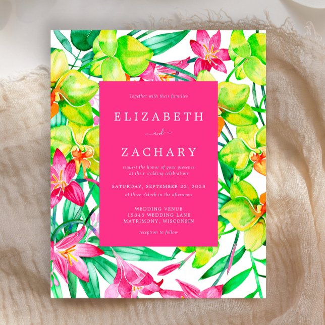 Faire-part de mariage à l'aquarelle florale rose b (Créateur téléchargé)