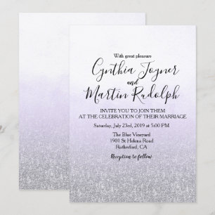 Faire-part de mariage à l'aquarelle gris lavande