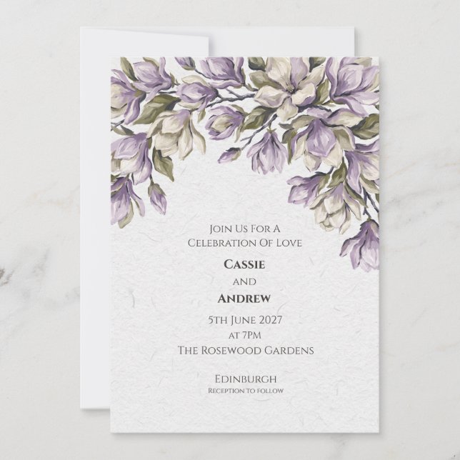 Faire-part de mariage à l'aquarelle Hydrangea lava (Devant)