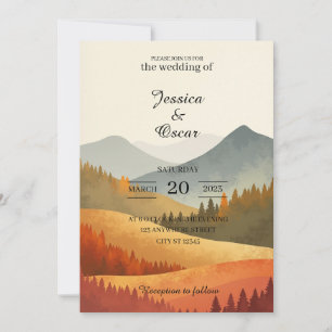 Faire-part de mariage à l'aquarelle Montagne d'Aut