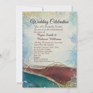 Faire-part de mariage à l'aquarelle Or Brun Rouill