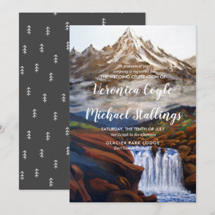 Faire-part de mariage à l'aquarelle paysage Montan