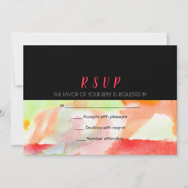Faire-part de mariage à l'aquarelle Réponse RSVP (Devant)