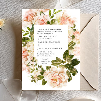 Faire-part de mariage à l'aquarelle Romance Rose É