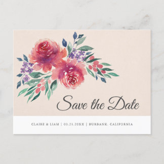 Faire-part de mariage à l'aquarelle romantique