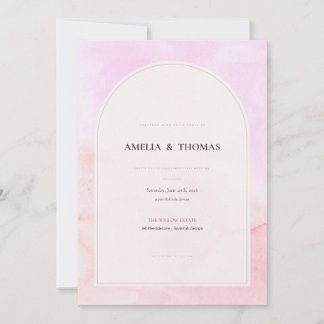 Faire-part de mariage à l'aquarelle rose blush ave