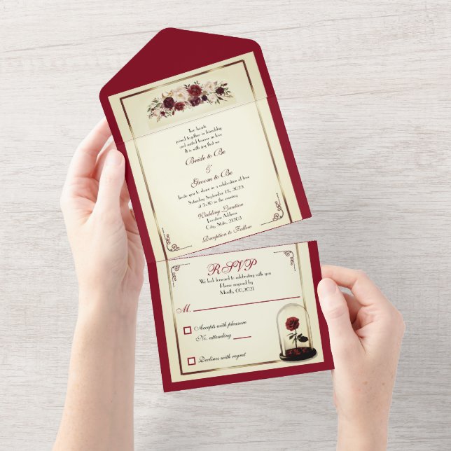 Faire-part de mariage à l'aquarelle rose rouge de  (Déchirure)