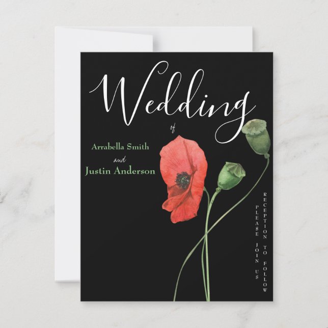 Faire-part de mariage à l'aquarelle rouge avec des (Devant)