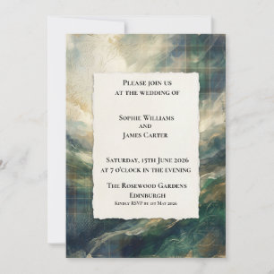 Faire-part de mariage à l'aquarelle sarcelle lunat