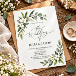 Faire-part de mariage à l'aquarelle végétale rusti