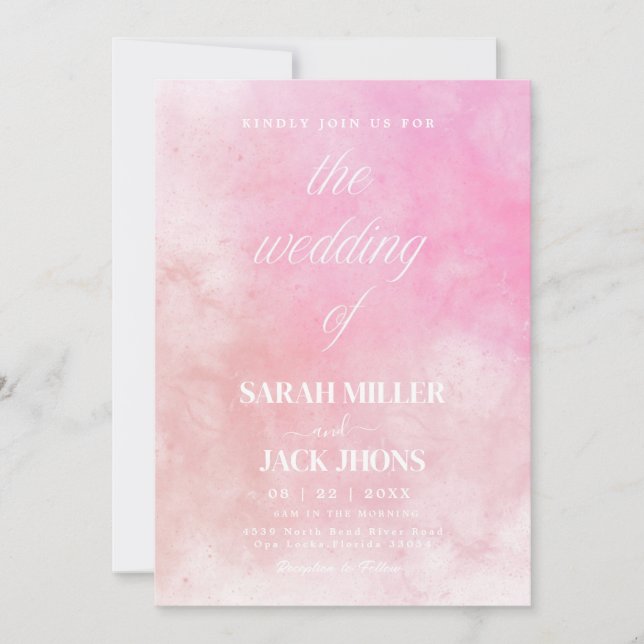 Faire-part de mariage à l'aquarelle vibrant (Devant)