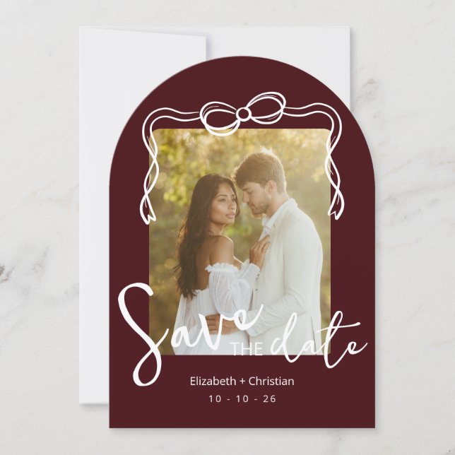 Faire-part de mariage à l'arc Burgundy profond cap (Devant)