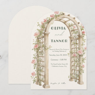 Faire-part de mariage à l'arche de jardin romantiq