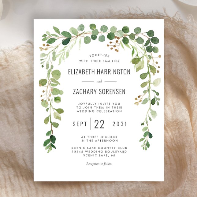 Faire-part de mariage à l'arche d'eucalyptus bon m (Créateur téléchargé)