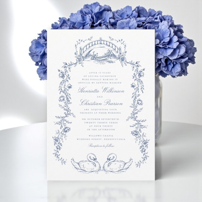 Faire-part de mariage à l'arche florale bleue vint (Créateur téléchargé)