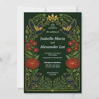 Faire-part de mariage à l'arche florale gothique c
