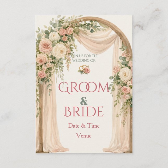 Faire-part de mariage à l'arche florale romantique (Devant)