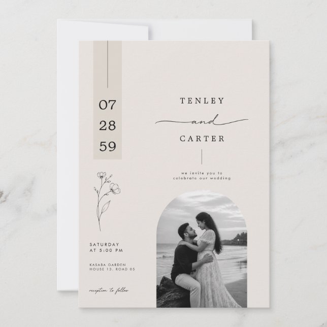 Faire-part de mariage à l'arche florale romantique (Devant)