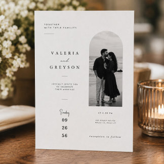 Faire-part de mariage à l'arche romantique moderne