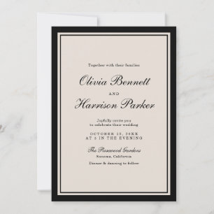 Faire-Part de Mariage à l'Argent Ancien Noir Class