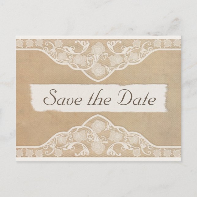 Faire-part de mariage à l'aspect toile de jute vin (Devant)