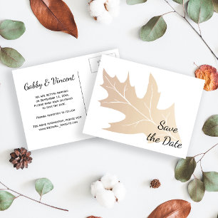 Faire-part de mariage à l'automne avec feuille de 