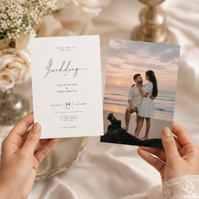 Faire-part de mariage à l'écriture élégante avec p (Créateur téléchargé)