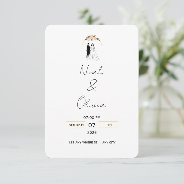 Faire-part de mariage à l'écriture élégante minima (Debout devant)
