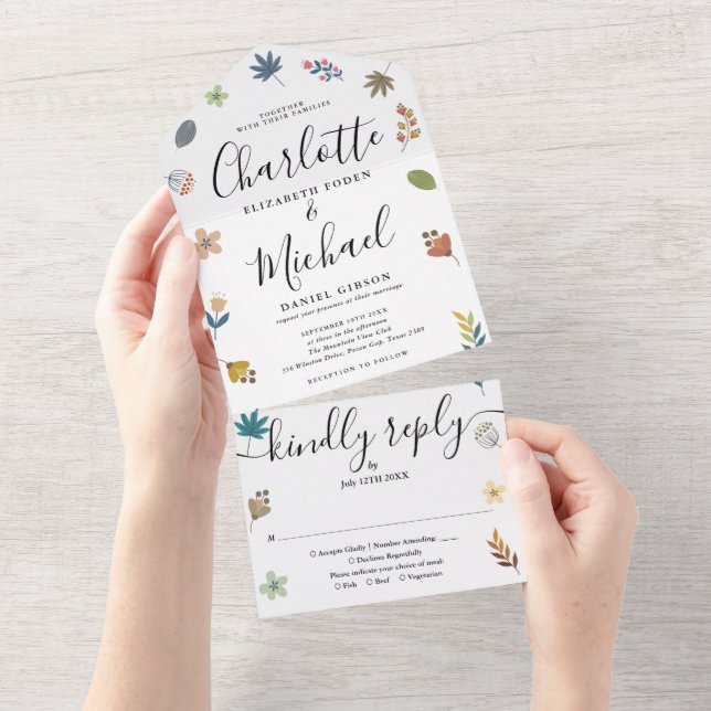 Faire-part de mariage à l'écriture moderne florale (Déchirure)
