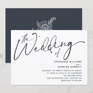 Faire-part de mariage à l'écriture moderne minimal