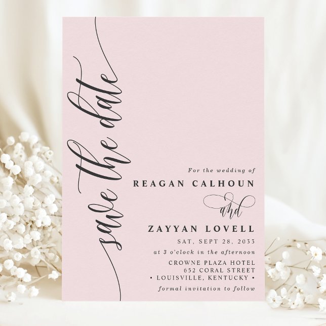 Faire-part de mariage à l'écriture moderne rose po (Créateur téléchargé)