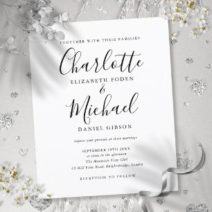 Faire-part de mariage à l'écriture noir et blanc d