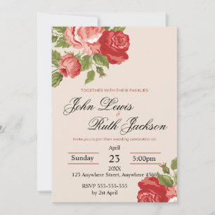 Faire-part de mariage à l'écriture Red Roses Élé
