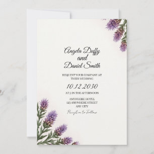 Faire-part de mariage à l'écriture Scottish Thistl